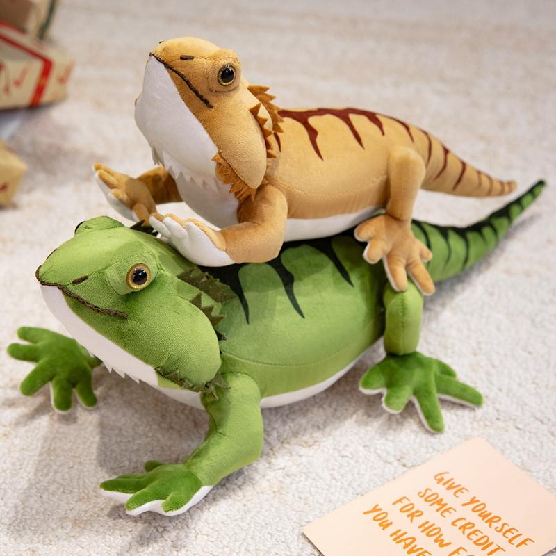 Bearded Dragon Plush Toy Brown Green Color Options Long Tail Reptile Figure for Lizard Lovers Birthday Present Selection