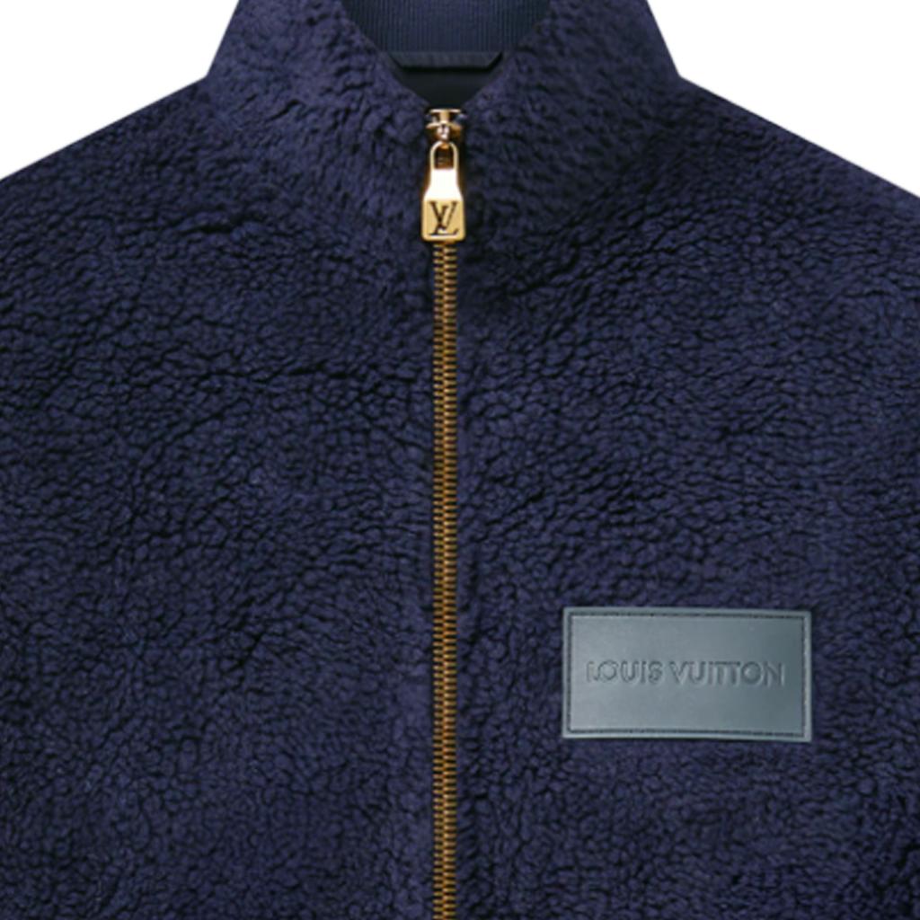LOUIS VUITTON 1AGL Leather Patch Fleece Blouson 1AGLXO