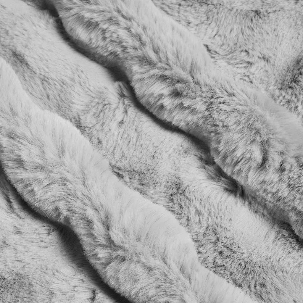Non slip Artificial Rabbit Fur Blanket Olite Grey Polyester
