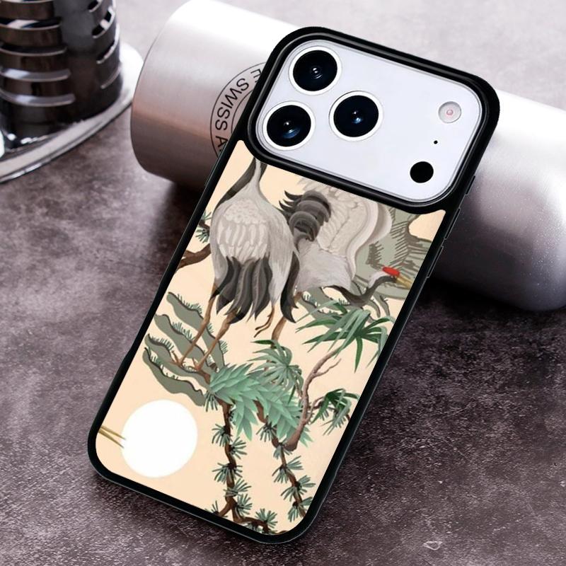 Японский журавль Белые птицы Чехол для телефона для iPhone 17 16 15 Pro Max Air 14 13 12 11 Plus Ударопрочный чехол