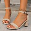 Женские босоножки на каблуке 2025 Новые летние сандалии Модные квадратные низкие Женские элегантные платья Босоножки на высоком каблуке Обувь Уличные повседневные шлепанцы