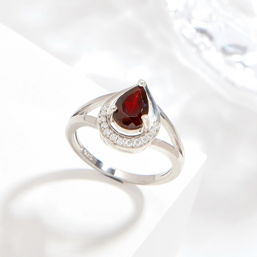 Простое элегантное серебряное кольцо и серьги для женщин, натуральный гранат, январский камень, аниме, модный комплект ювелирных украшений для подарка на годовщину свиданий