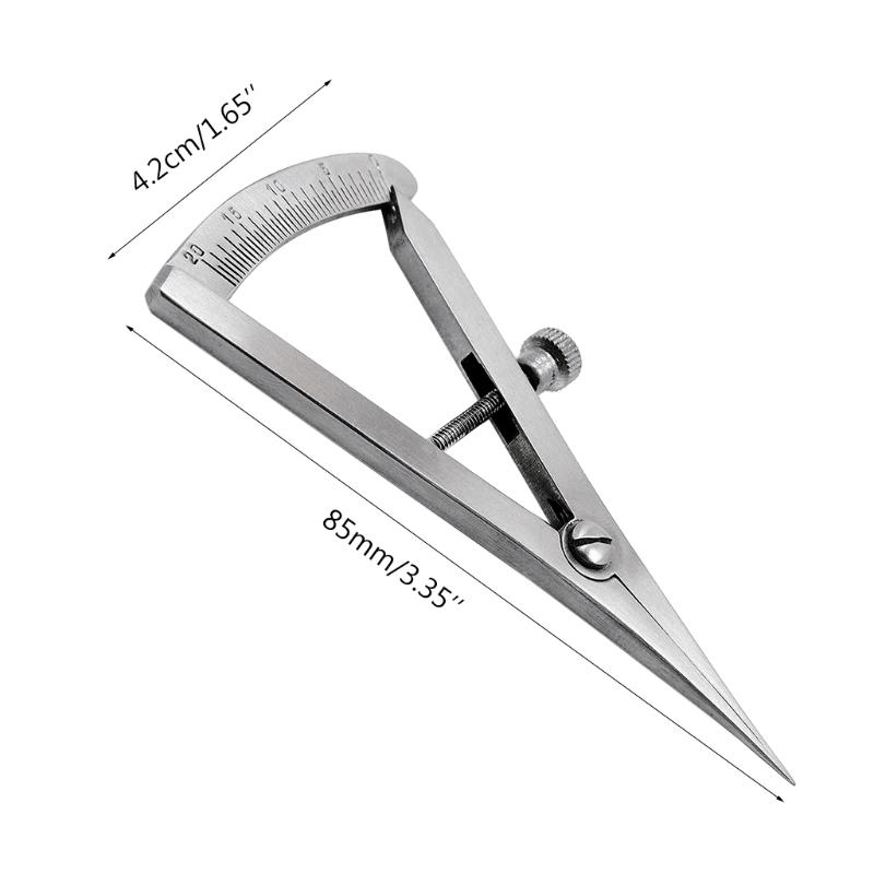 Stainless Steel Castroviejo Caliper Dental Graduated 0-20mm Metal Dental Gauge Caliper Dental Caliper Straight/Angled