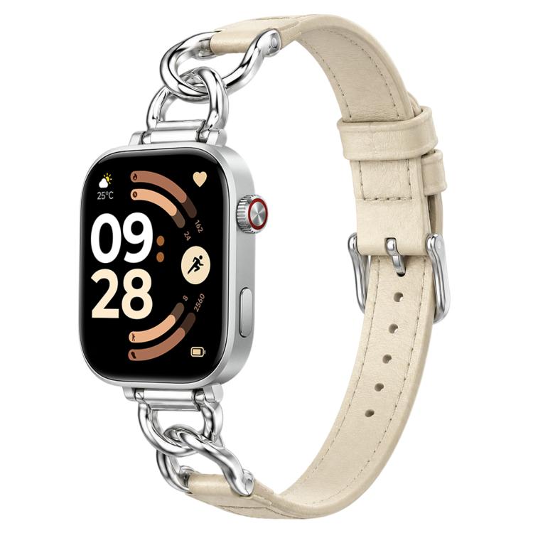 Металлическая цепь и ПУ-кожаный ремешок для часов для Xiaomi Band10 Pro / Redmi Watch6 /5