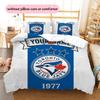 Custom Name Toronto Blue Jays Pattern Bedding Quilt Set  Home Decoration  Gift (1 * duvet cover + 2 * pillowcase  without core)