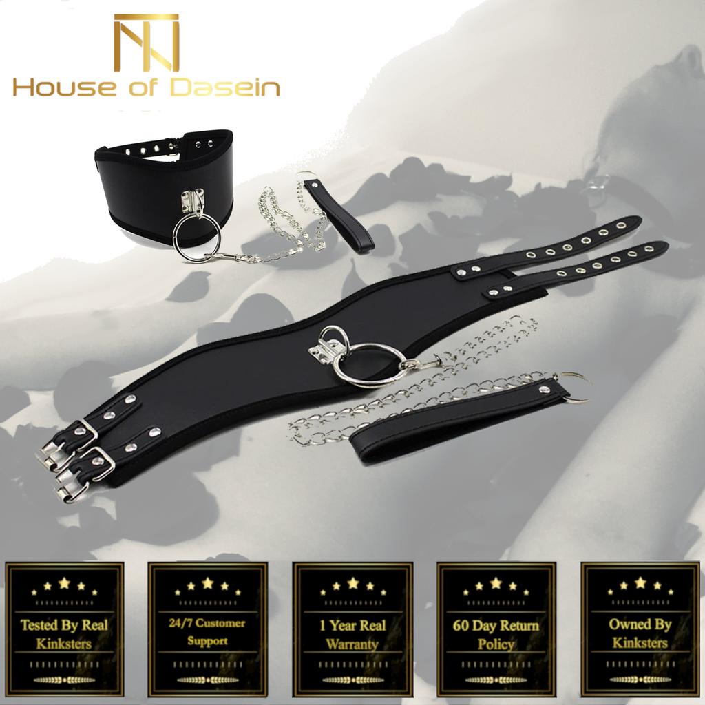Black Posture Collar With Leash  Kink Fetish Restraints Collars & Leashes