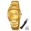 Square Women's Wristwatch Elegant Quartz Watch Waterproof Business Style Stainless Steel Date Day Luxury Gift Gold