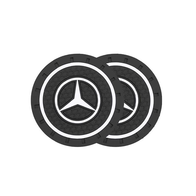 GOX3 2Pcs Crystal Decoration Silicone Mat Car Water Cup Groove Anti-slip Pads For Mercedes Benz AMG Smart W205 C300 W203 W206 W108