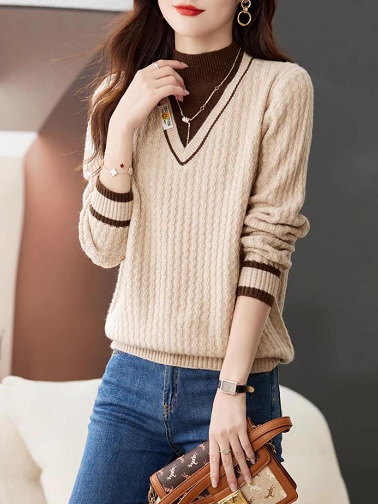 Модный женский вязаный свитер из двух частей в ленивом стиле – мягкий, липкий и уютный для осени/зимы