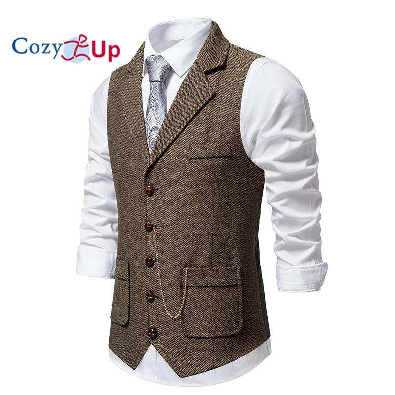 Уютный мужской твидовый жилет с рисунком «елочка» в британском свадебном стиле, полушерстяной костюм премиум-класса, деловой жилет, деловое платье, жилет