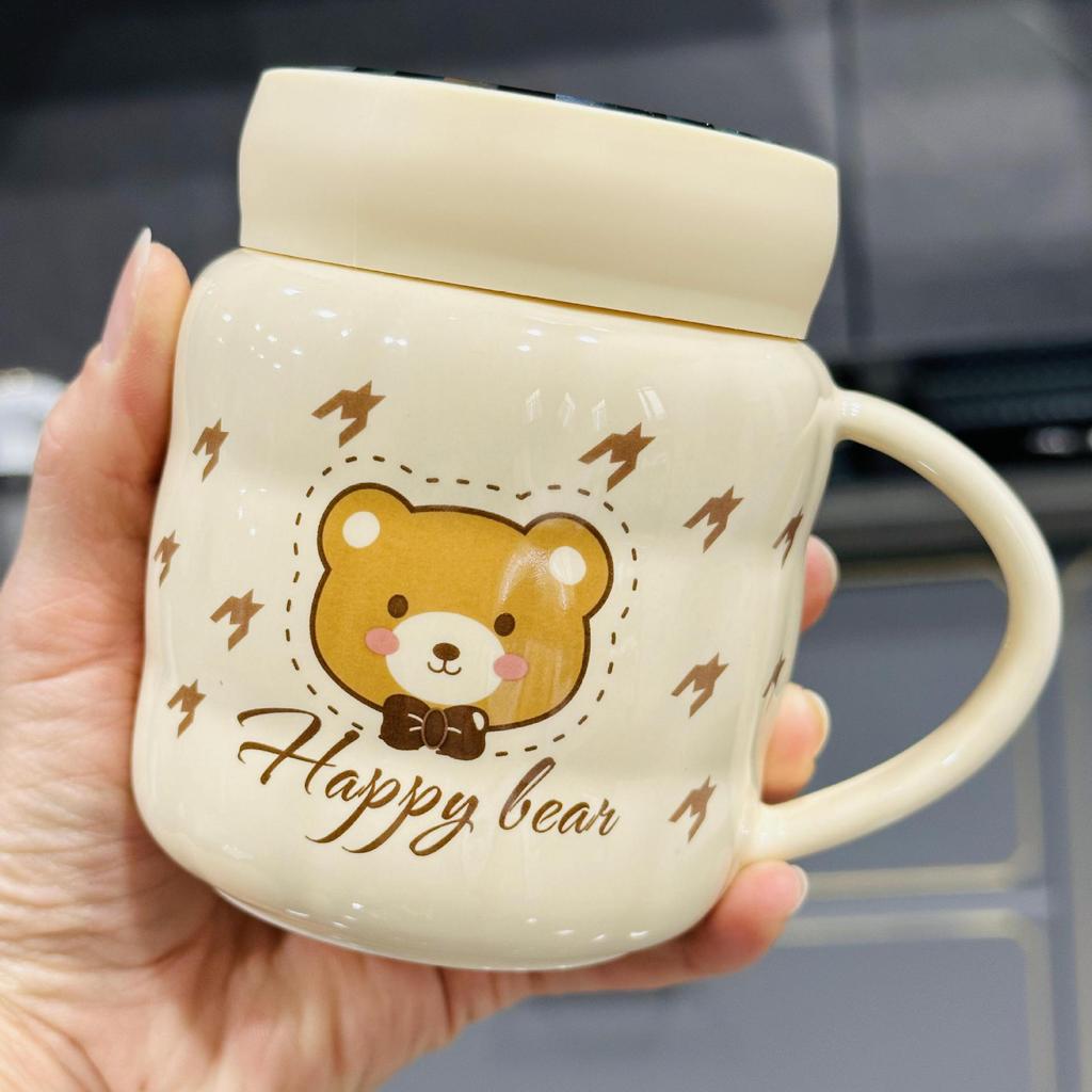 New Product Pearlescent Glazed Ceramic Cup with Lid Flower Mug High Value Household Set Water Cup Office Girls Cup