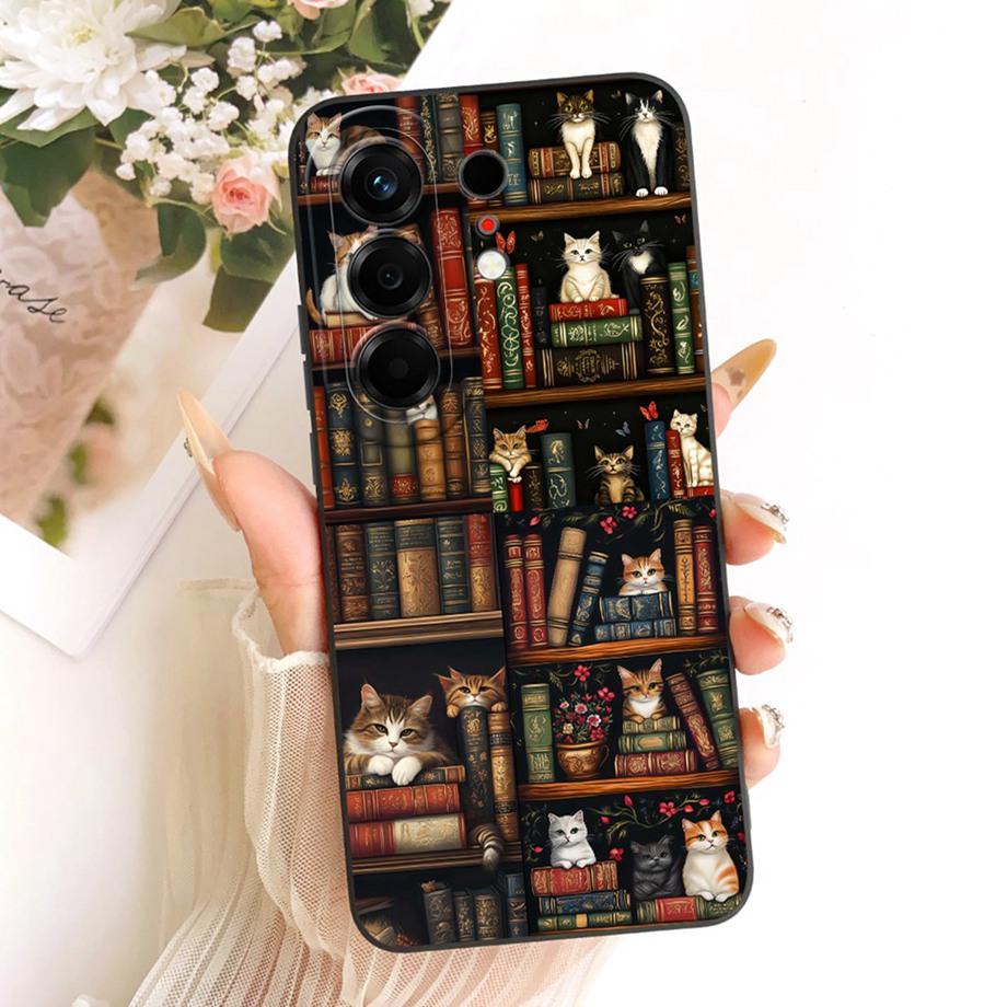 Soft Silicone Phone Case For Tecno Camon 50 Pro 4G Black Cat Cartoon Dragon Animals Pattern Bumper For Camon 50Pro CN5c Cover