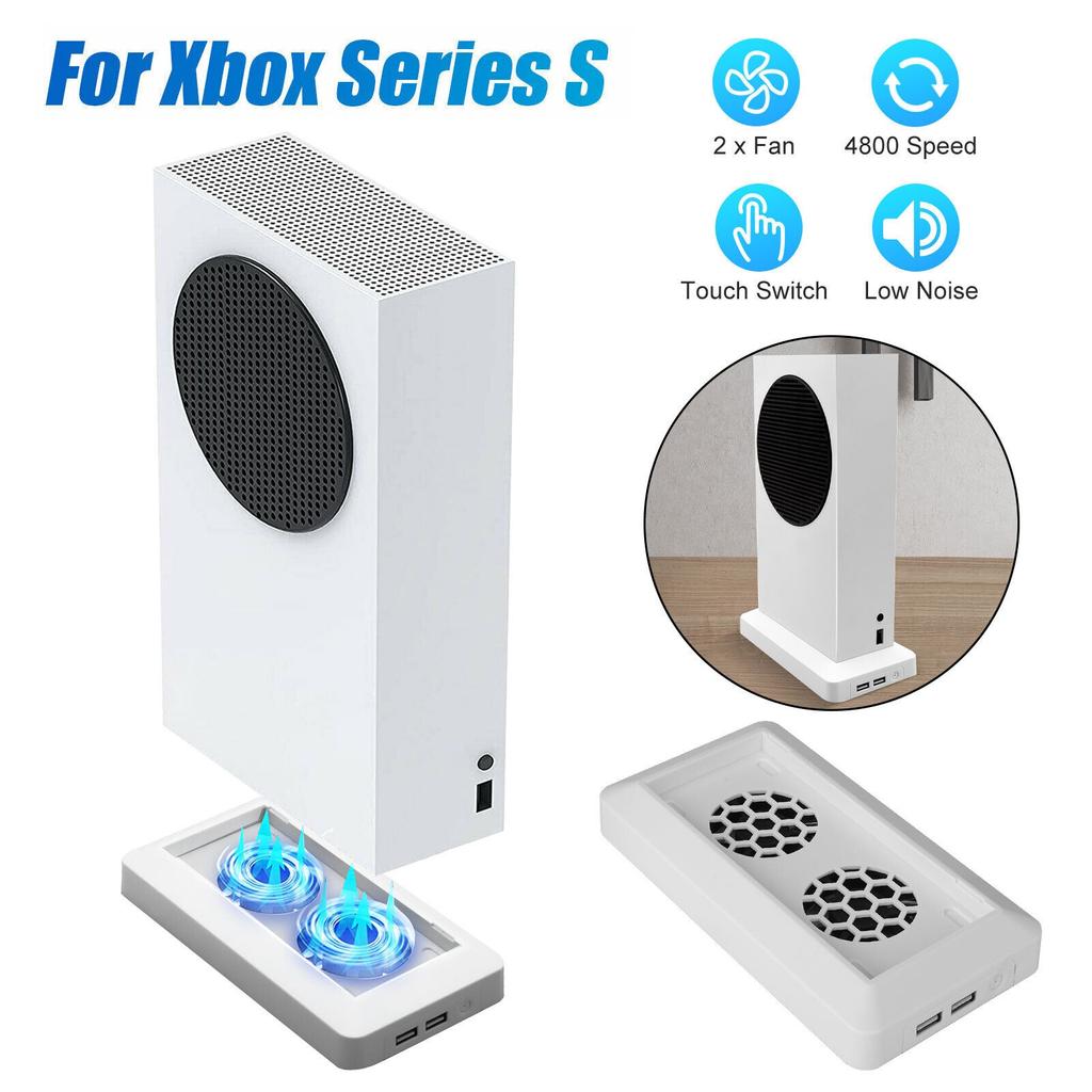 Охлаждающий вентилятор, совместимый с консолью Xbox Series S, вертикальная охлаждающая подставка с 2 высокоскоростными вентиляторами охлаждения и 2 дополнительными портами USB (Только для Xbox Series S)