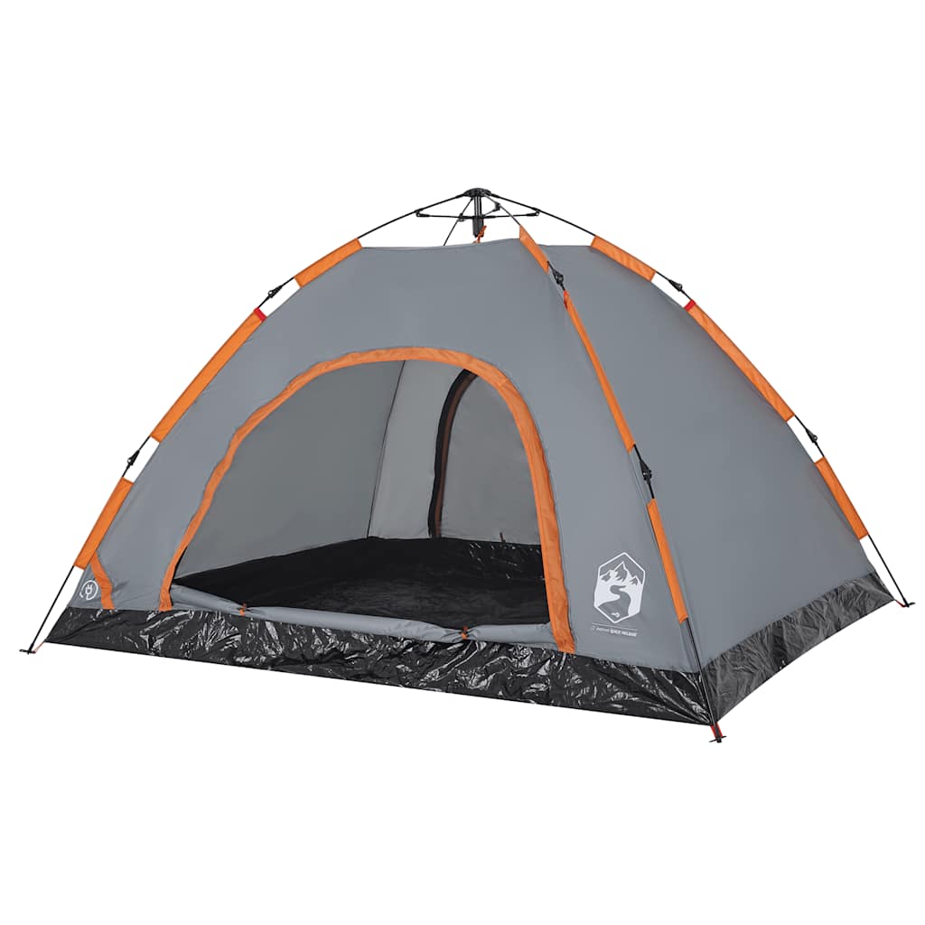 4 Person Camping Tent Grey and Orange Quick Release System