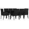 VidaXL Garden Dining Furniture 9pcs and Cushions Black Braided Resin 3185158
