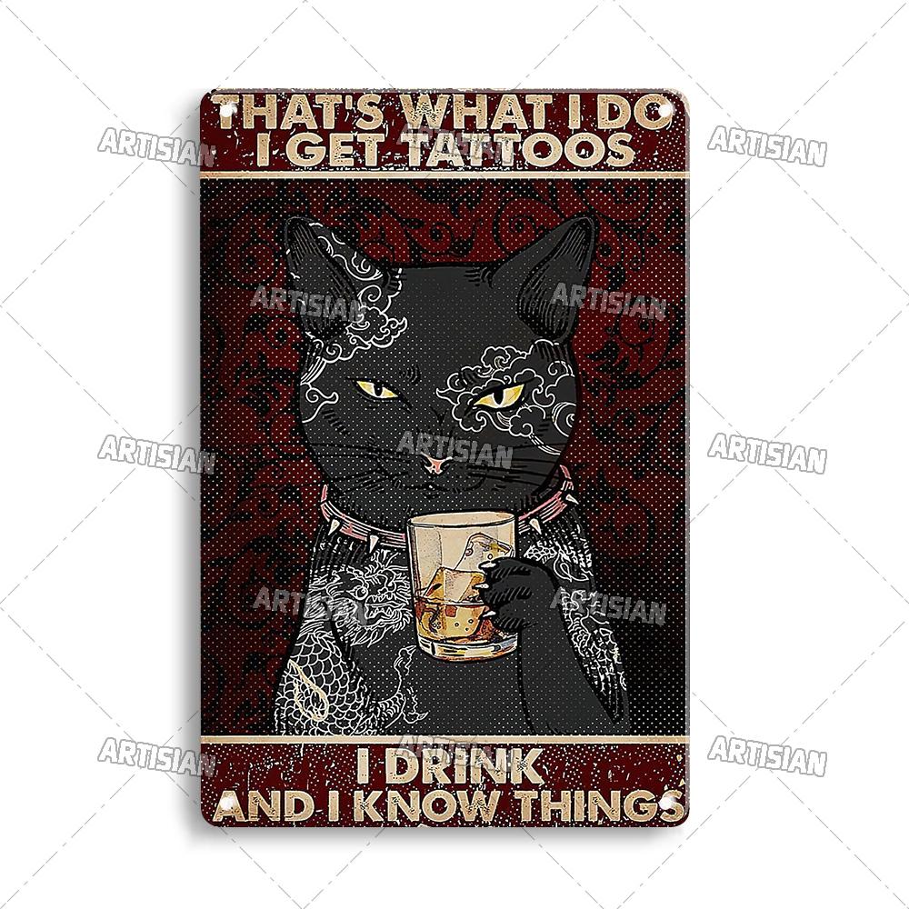 Артизан черный кот ретро металлический постер забавный питомец винтажный декоративный жестяной знак гараж бар паб клуб кухня дом человек пещера настенный декор