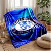 Blue Chelsea Crest Sports Style Flannel Fleece Blanket Cozy Warm Throw Blanket For Couch Bed Travel All Season Use