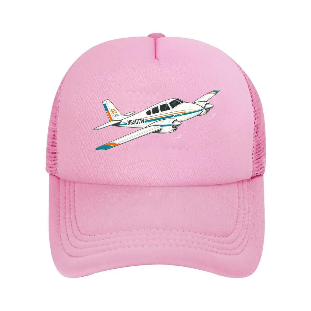 Vintage Twin Engine Airplane Line Ar Mesh Baseball Cap Polyester Forward Observations Hat Adjustable Golf Hat Summer