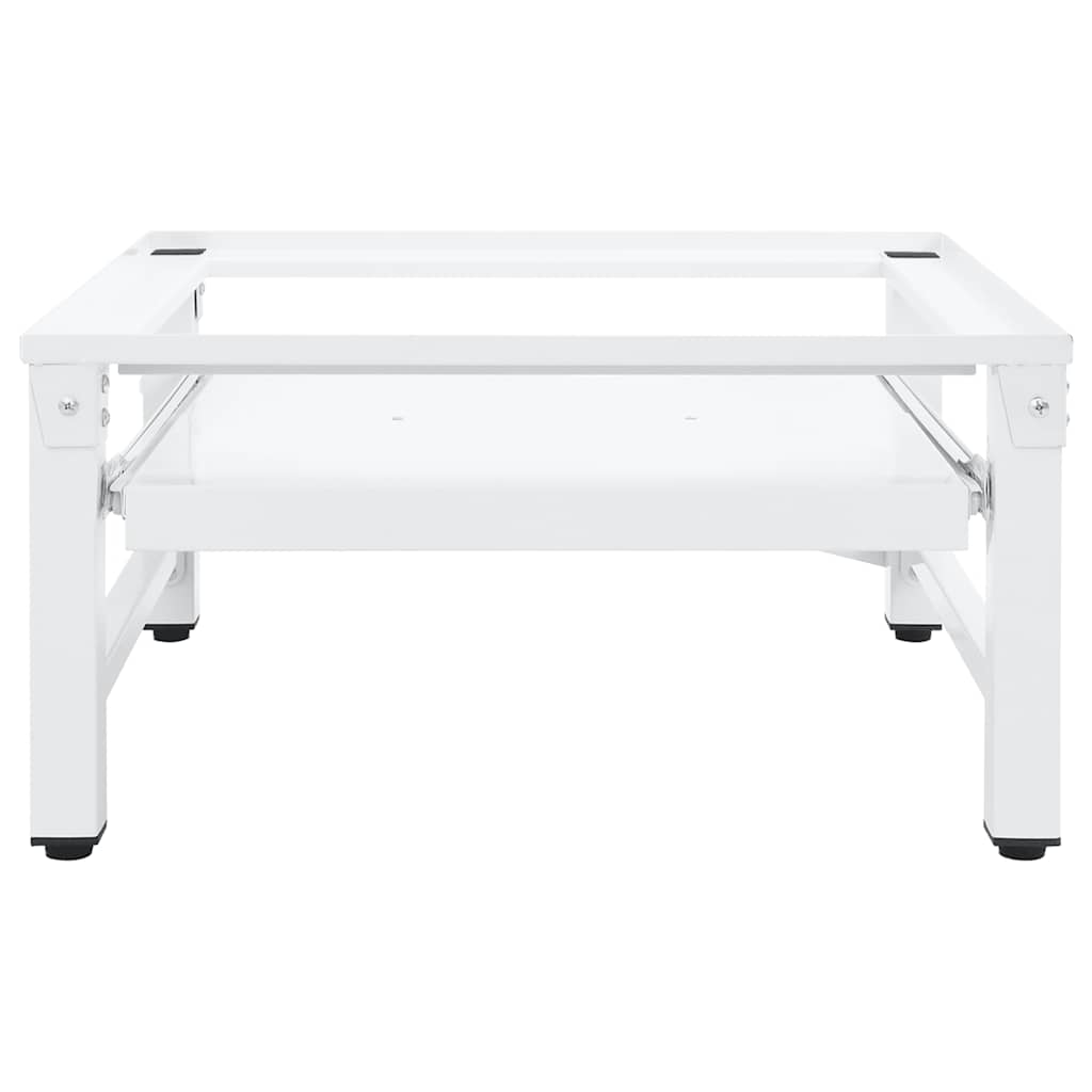 Washing Machine Stand with Pull Out Shelf White