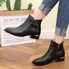 Женская обувь 2024 года, зимняя мода, сапоги на каблуке, туфли на платформе, черные короткие сапоги, толстая подошва, лакированные женские ботильоны из кожи