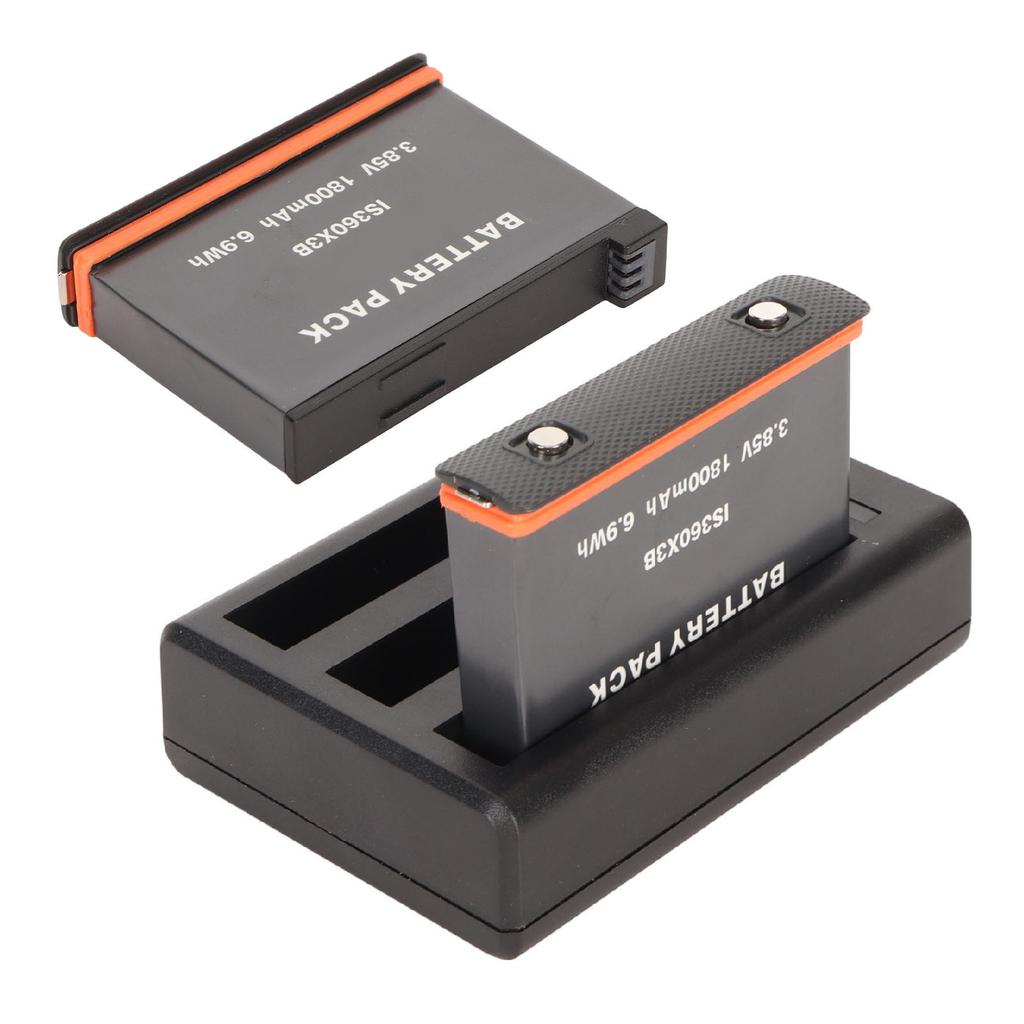 Action Camera Battery Charger 3 Slots Charger for Insta 360 X3 with Type C Charge Cable and Replacement Batteries