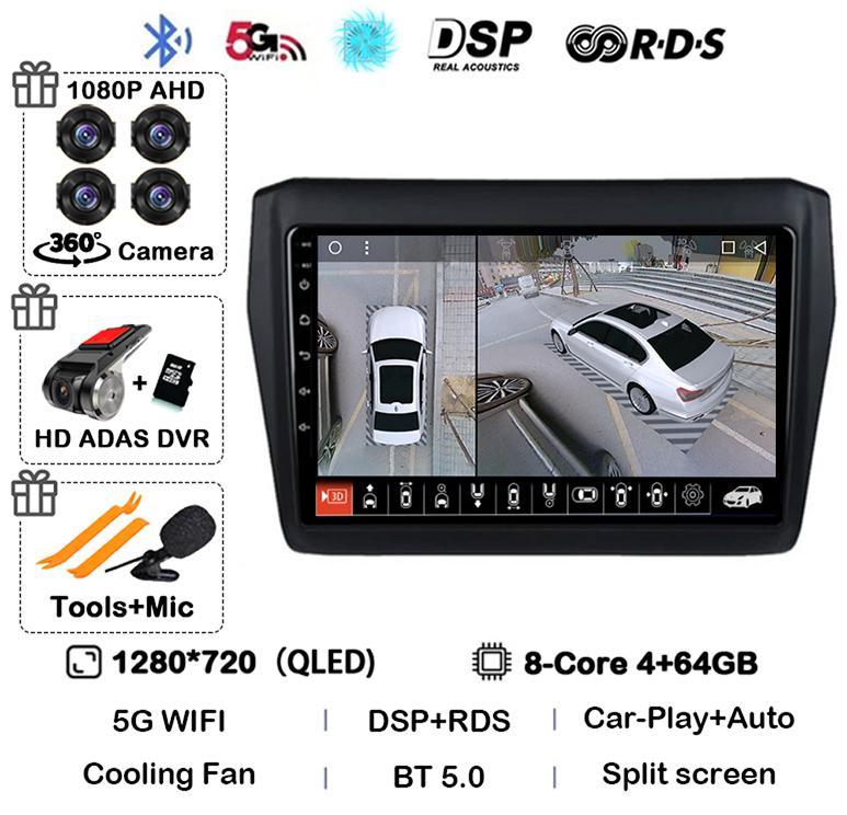 Android 14 Wireless Carplay&Auto Car Radio For Suzuki Swift 2017 2018 2019 Stereo Multimedia Navigation GPS Video Player 4G+WIFI