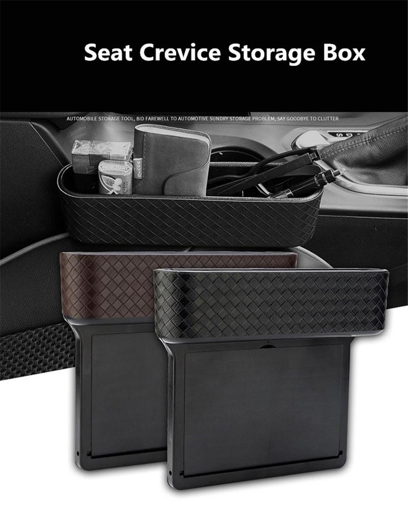 Brown Storage Box Car Organizer Seat Gap Case Pocket Car Seat Side Storage Box