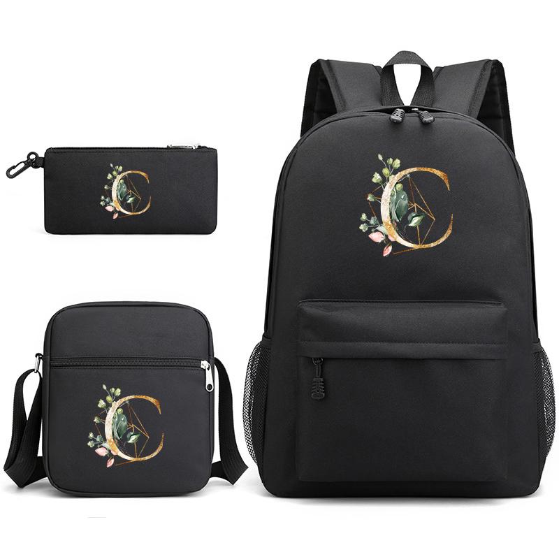 Рюкзак из 3 предметов с 26 английскими буквами, холст для косплея, детский школьный рюкзак, дорожная сумка, сумка для книг в школу