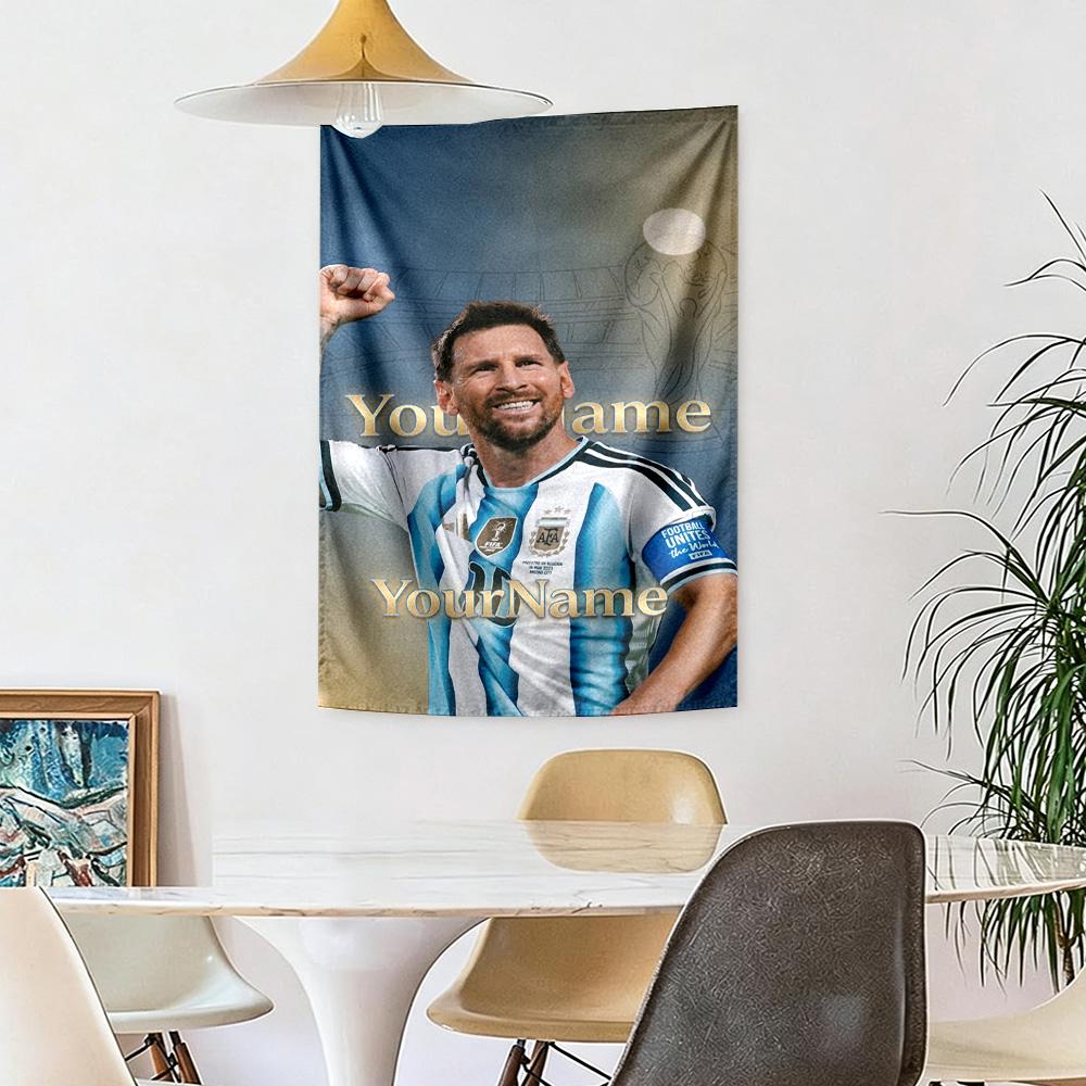 Messi Custom Your Name Wall Decor Tapestry Art For Pet Memorial Birthdaywedding Party Backdrop Family Gift