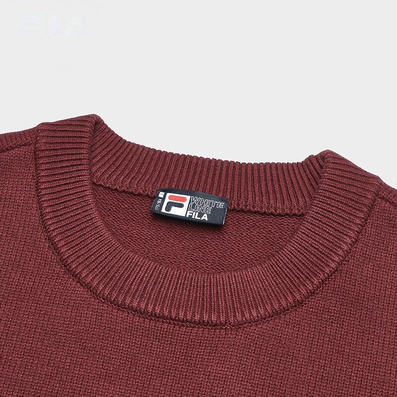 Fila F1911 Вязаный свитер Модный Удобный С круглым вырезом Толстовка с длинным рукавом Мужская толстовка Винно-красный F51M449401F-WI