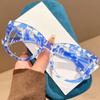 Transparent Purple Blue Frame Reading Glasses 3colors Women Personality Decorative Eyewear Fashion Printing Far Sight Eyeglasses