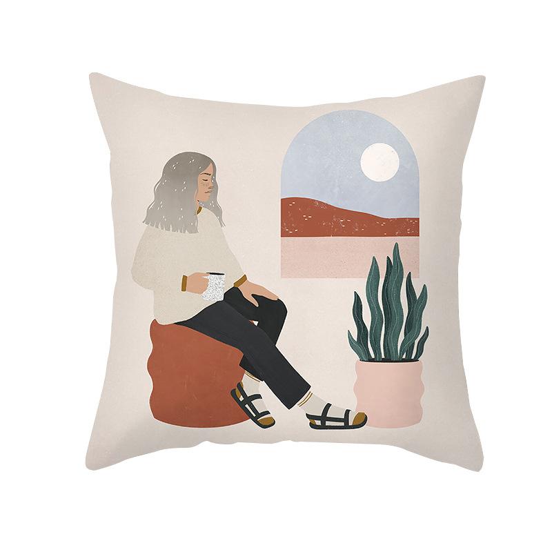 Modern Minimalist Artistic Style Throw Pillow Covers With Short Plush Printed Fabric For Home Living Room Sofa Cushion Cover