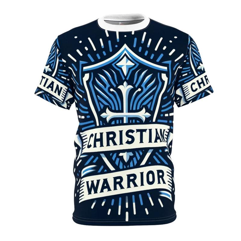 Golden Cross Print Jesus T Shirts For Men Easter Festival Street Short Sleeve T-shirt Cool 3d Effect Best Gift Fashion Tee Top