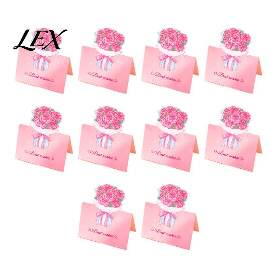Paper Greeting Card 10Pcs 3D Bouquet Card, Thank You Best Wishes Flower Folding Floral Note for Mother's Day Father's Birthday Kit