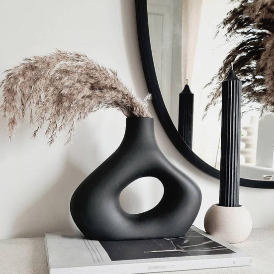 Lightweight Flower Vase Modern Abstract Ceramic Vase, Decorative for Dried and Artificial Flowers, Minimalist Holder Living Room Table Centerpiece
