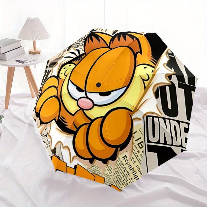 1pc Garfield Home Essential Cute Cartoon Umbrella, Portable Folding Umbrella with Durable Iron Frame 8 Ribs, 069