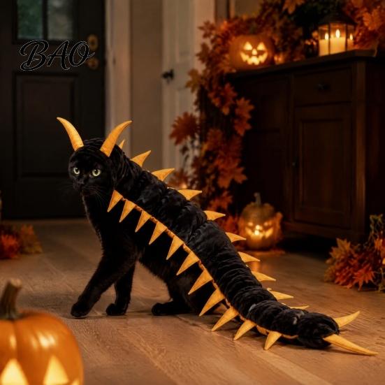 Unique Pet Party Clothing Centipede-Look Cat Costume, Halloween Outfit, Stuffed Plush Segmented Body with Funny Animal Cosplay Suits Adjustable