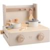 LabelLabel Foldable Cooker Play House Kitchen Mini Kitchen Wooden Play Set Birthday Gift Boys Girls Wooden Toy (Latte)