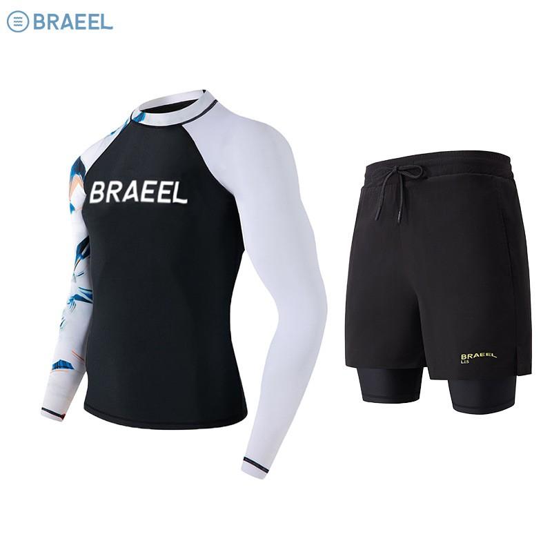 Mens Full Coverage UV Protection Rash Guard Set Long Sleeve Top Pants Snorkeling Surfing Swimming