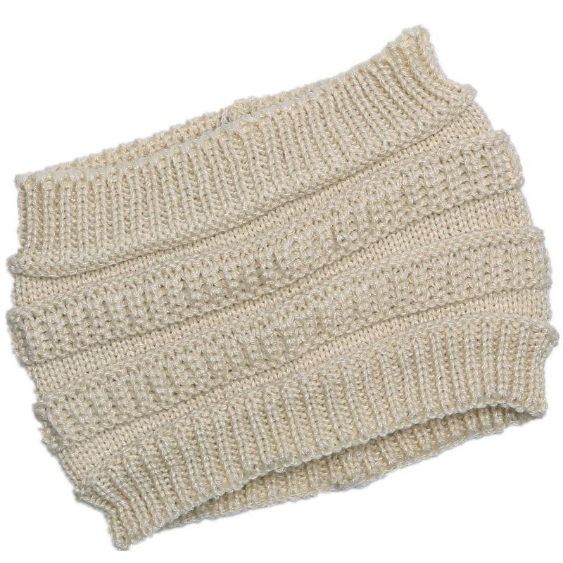 Ladies Knitted Hats Headband Autumn Winter Hats Widened Face Maskvempty Top Ponytail Woolen Hats & Caps