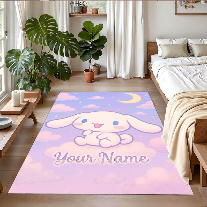 Crystal Velvet Rug Custom Name Text, Soft Non Slip Floor Mat Home DecorCinnamoroll