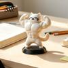 Small Animal Sculpture 3D Printed Muscle Cat Figurine, Funny Strong Desk Ornament for Desktop Decoration Home Office, Creative with Base, Unique Gift