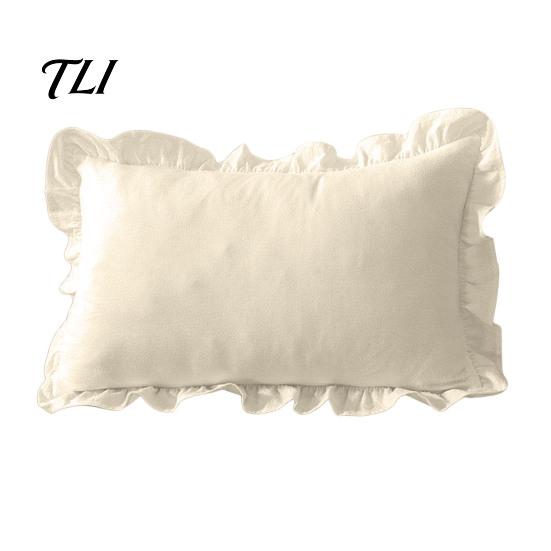 Solid Color Throw Pillows Ruffle Pillow Cover, Cotton Plaid Case with Frill Edge, 18x18 Comfortable Slips Inch 20x12 Decorative Cover for Farmhouse