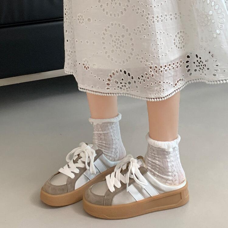 Полушлепанцы с толстой подошвой в стиле ретро баотоу женские летние 2024 новинка ленивые слипоны универсальная повседневная обувь