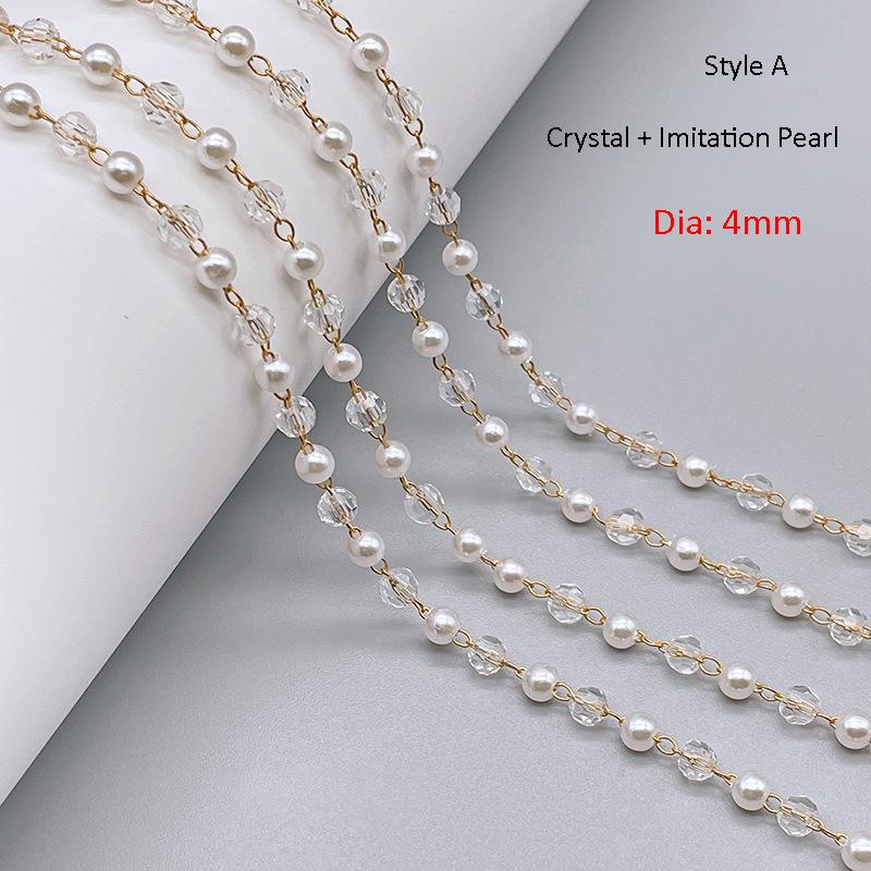 1meter Colorful Ball Beaded Chain Glass Crystal Beads Necklace Chain Accessories for Jewelry Making Components Crafts DIY Supply