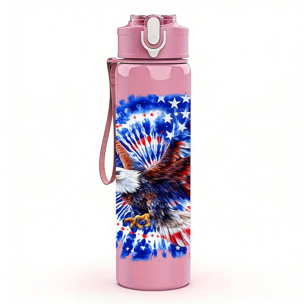 1PC Red Blue Burst Soccer Ball Print 750ml Color Plastic Sports Water Bottle Leakproof Flip Straw Lid Suitable for Sports Office Home Use