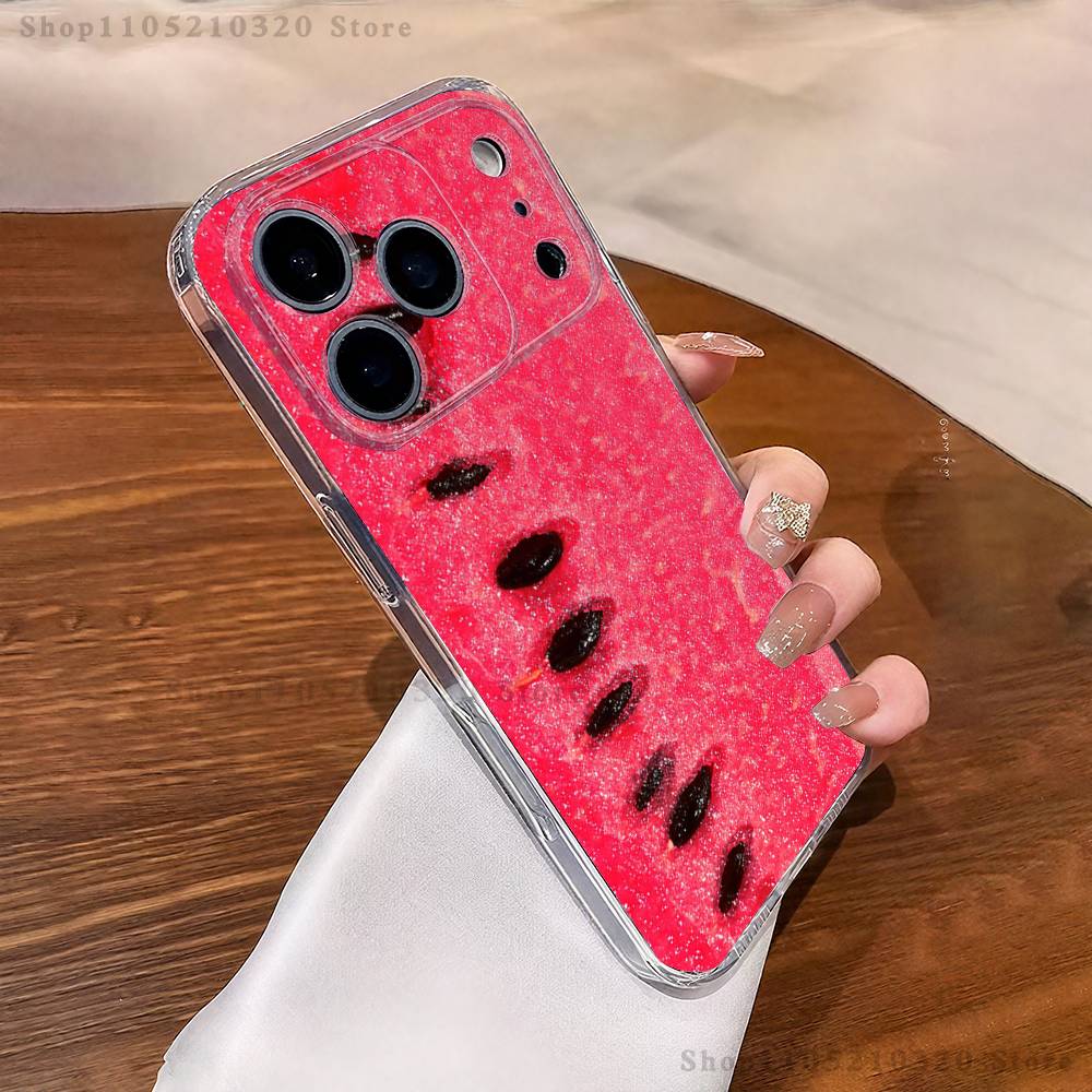 Фруктовый Чехол для Телефона Арбуз Для iPhone 17,16,15,14,13,12,11 Pro,Max,Plus,X,XS,XR,SE4,E Mini Прозрачный Мягкий Чехол