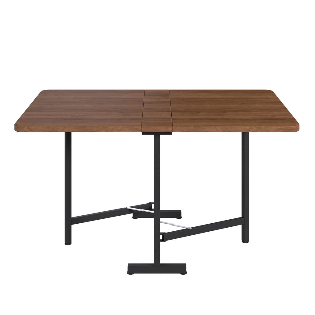 Elegant Modern Minimalist Dining Table - Extendable 120 cm x 80 cm, foldable and stored table, high-strength alloy support, walnut wood color
