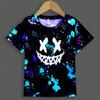 SHEIN Young Boys' Casual Comfortable Night Glow Inkjet Color Pattern Short Sleeve T-Shirt