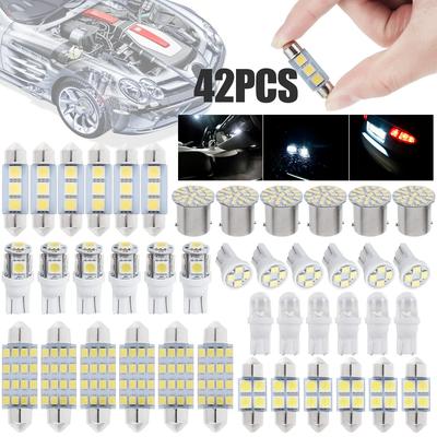 42 шт. светодиодных ламп для салона автомобиля T10 6000K SMD светодиодные сменные лампы для номерного знака/лампочки для чтения ксеноновые белые лампы для салона